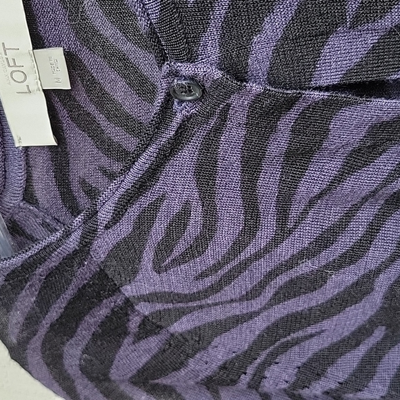 LOFT Black and Purple Animal Print Cardigan - Picture 5 of 5